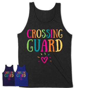 Crossing Guard Rainbow Lettering Heart Shirt, Employee Appreciation Gifts