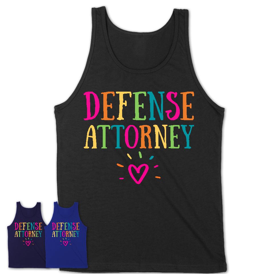Defense Attorney Rainbow Lettering Heart Shirt, Employee Appreciation Gifts