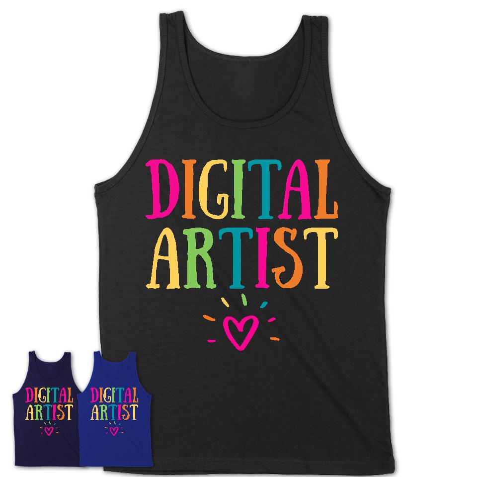 Digital Artist Rainbow Lettering Heart Shirt, Employee Appreciation Gifts