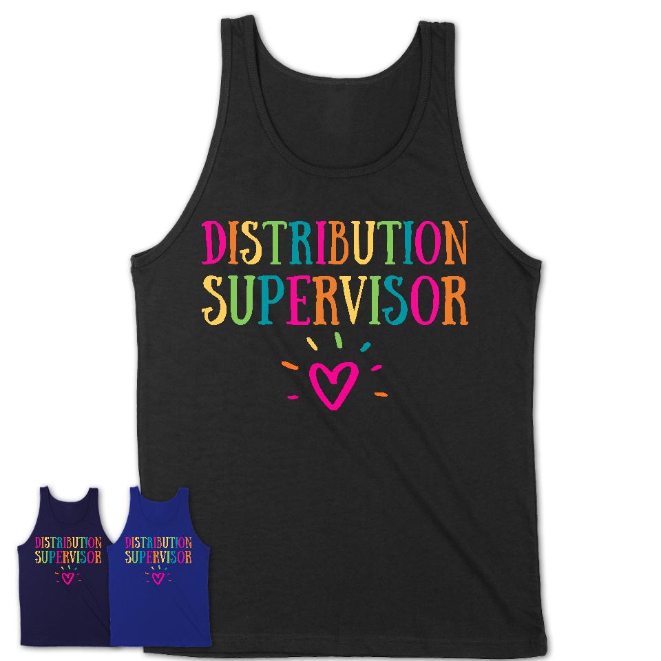 Distribution Supervisor Rainbow Lettering Heart Shirt, Employee Appreciation Gifts