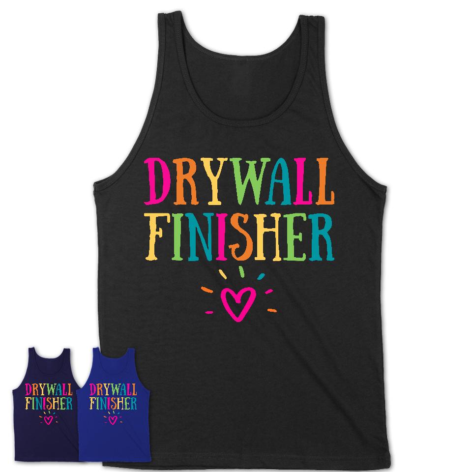 Drywall Finisher Rainbow Lettering Heart Shirt, Employee Appreciation Gifts