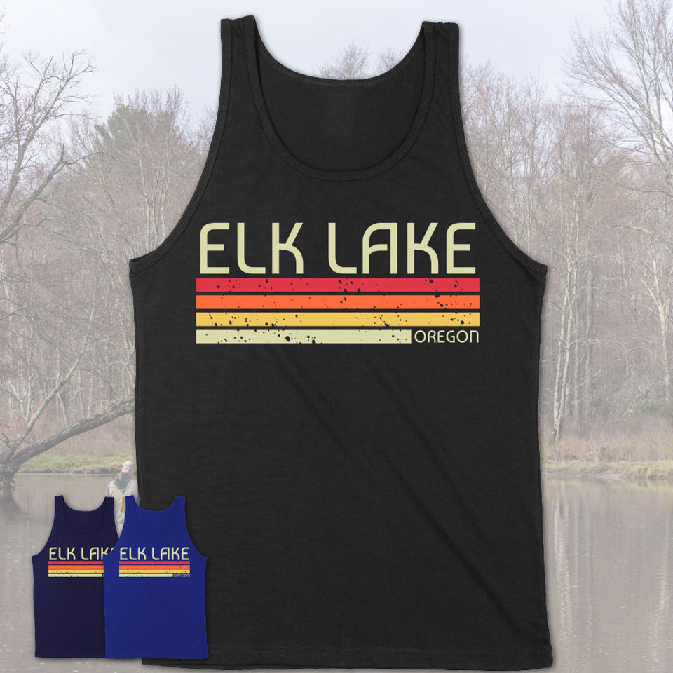 Elk Lake Oregon Funny Fishing Camping Summer Retro Gift T-Shirt