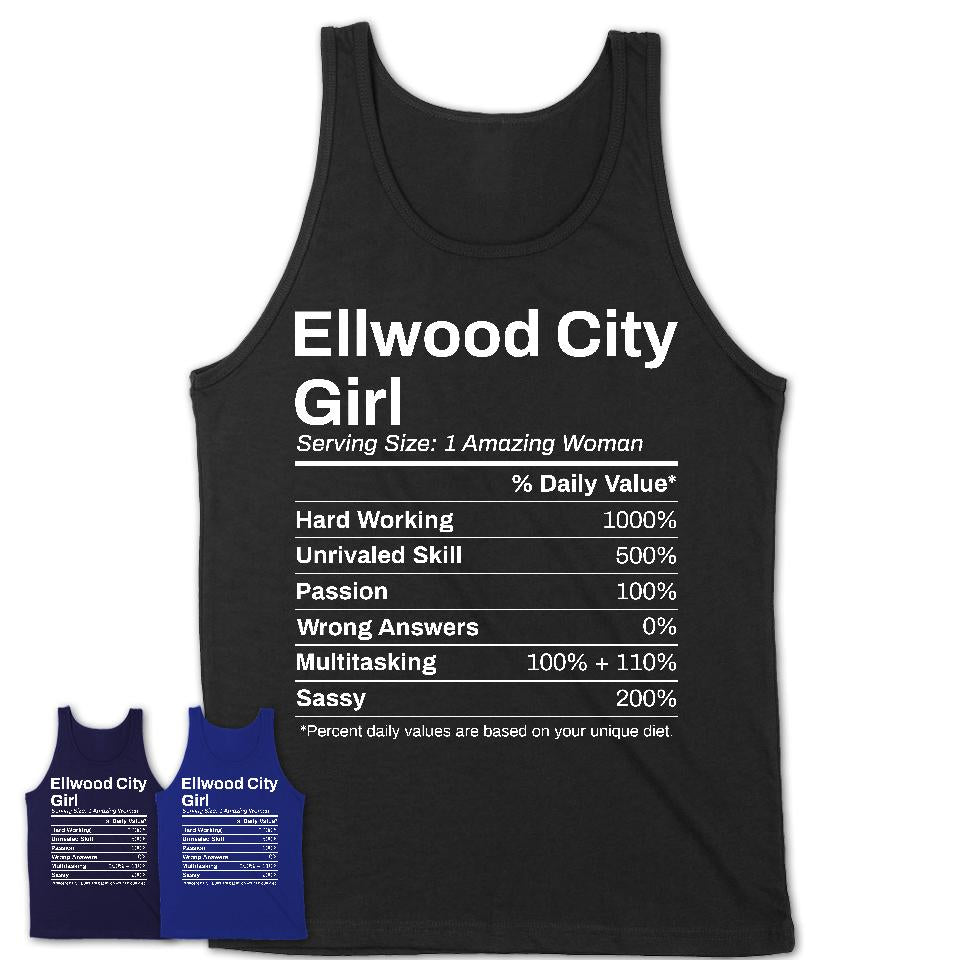 Ellwood City Girl Pennsylvania Nutrition Facts Proud Vintage Sport Born Living City Home Roots USA Gift Women T-Shirt