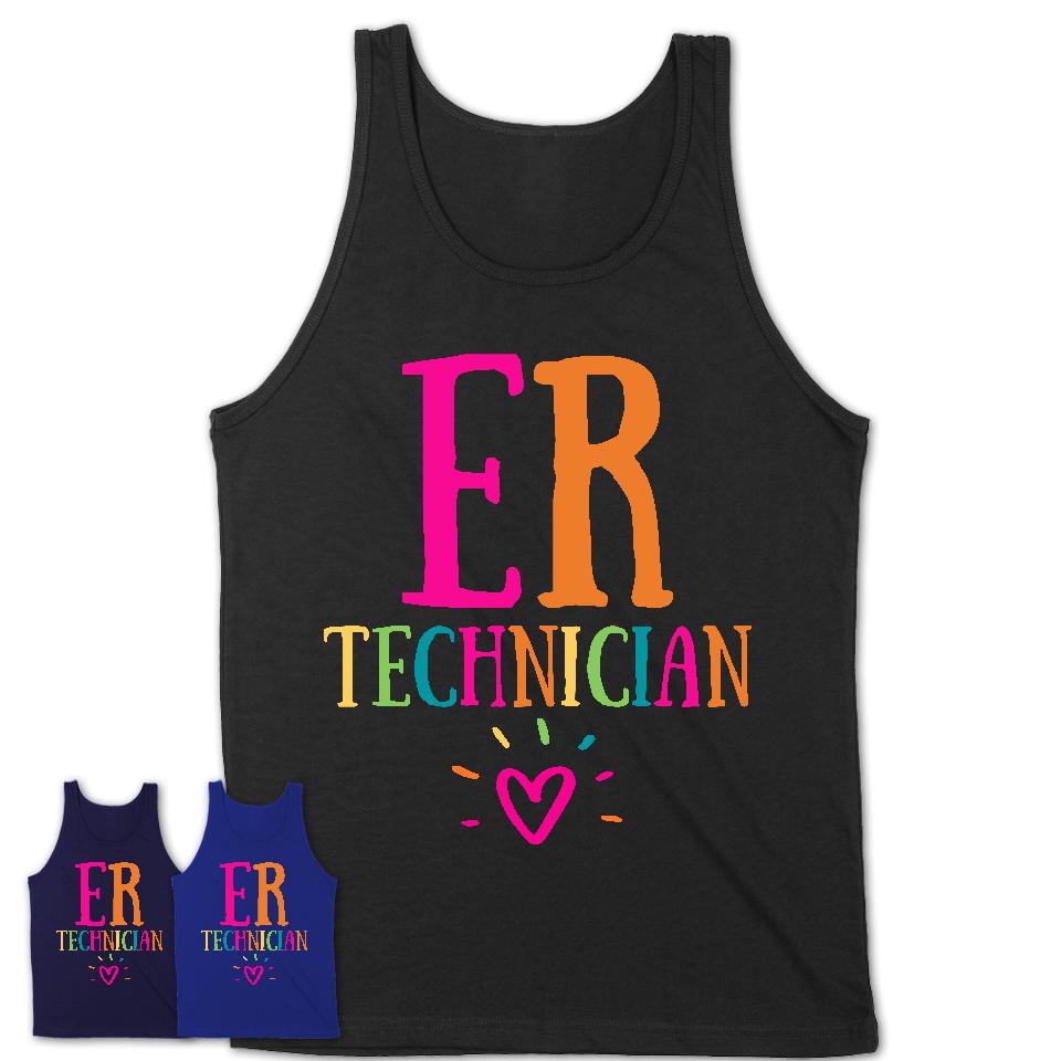 Er Technician Rainbow Lettering Heart Shirt, Employee Appreciation Gifts