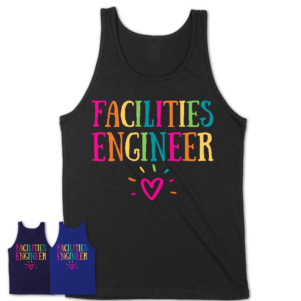 Facilities Engineer Rainbow Lettering Heart Shirt, Employee Appreciation Gifts
