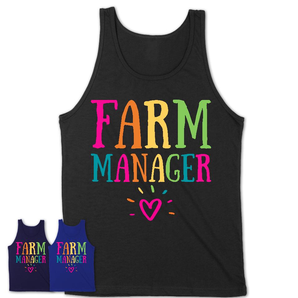 Farm Manager Rainbow Lettering Heart Shirt, Employee Appreciation Gifts