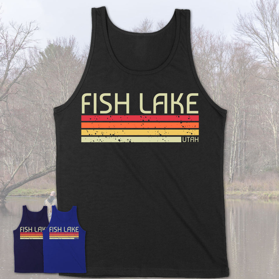Fish Lake Utah Funny Fishing Camping Summer Retro Gift T-Shirt