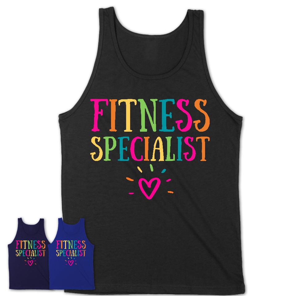 Fitness Specialist Rainbow Lettering Heart Shirt, Employee Appreciation Gifts