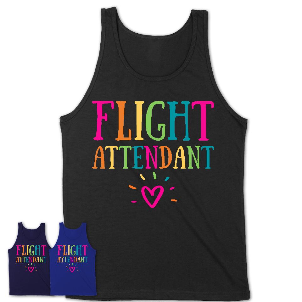 Flight Attendant Rainbow Lettering Heart Shirt, Employee Appreciation Gifts