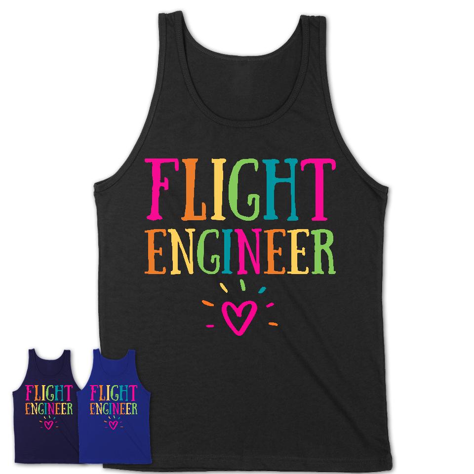 Flight Engineer Rainbow Lettering Heart Shirt, Employee Appreciation Gifts