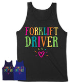 Forklift Driver Rainbow Lettering Heart Shirt, Employee Appreciation Gifts