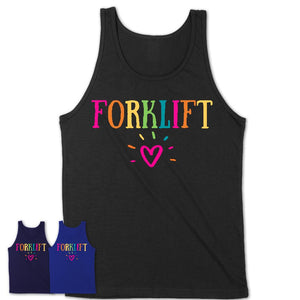 Forklift Rainbow Lettering Heart Shirt, Employee Appreciation Gifts