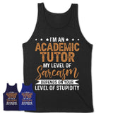 Funny Academic Tutor Shirt My Level of Sarcasm Depends on Your Level Of Stupidity T Shirt