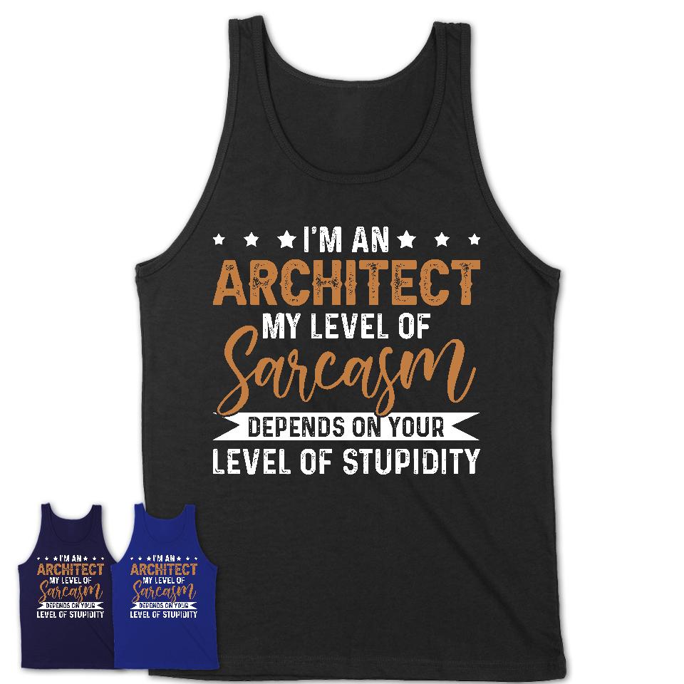 Funny Architect Shirt My Level of Sarcasm Depends on Your Level Of Stupidity T Shirt
