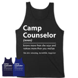 Funny Camp Counselor Definition Shirt, New Job Gift for Camp Counselor, Coworker Gift Idea