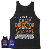 Funny Camp Director Shirt My Level of Sarcasm Depends on Your Level Of Stupidity T Shirt