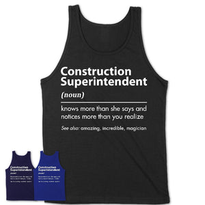 Funny Construction Superintendent Definition Shirt, New Job Gift for Construction Superintendent, Coworker Gift Idea