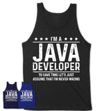 Funny Java Developer Never Wrong T-Shirt, New Job Gift for Coworker