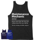 Funny Maintenance Mechanic Definition Shirt, New Job Gift for Maintenance Mechanic, Coworker Gift Idea