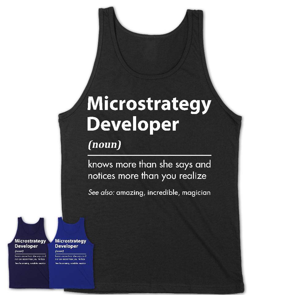 Funny Microstrategy Developer Definition Shirt, New Job Gift for Microstrategy Developer, Coworker Gift Idea
