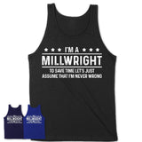 Funny Millwright Never Wrong T-Shirt, New Job Gift for Coworker