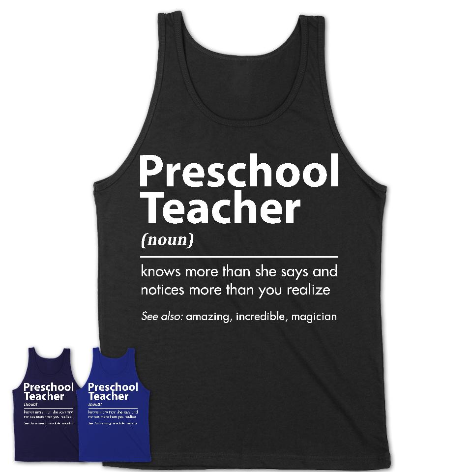 Funny Preschool Teacher Definition Shirt, New Job Gift for Preschool Teacher, Coworker Gift Idea