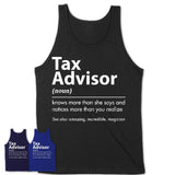 Funny Tax Advisor Definition Shirt, New Job Gift for Tax Advisor, Coworker Gift Idea