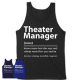 Funny Theater Manager Definition Shirt, New Job Gift for Theater Manager, Coworker Gift Idea