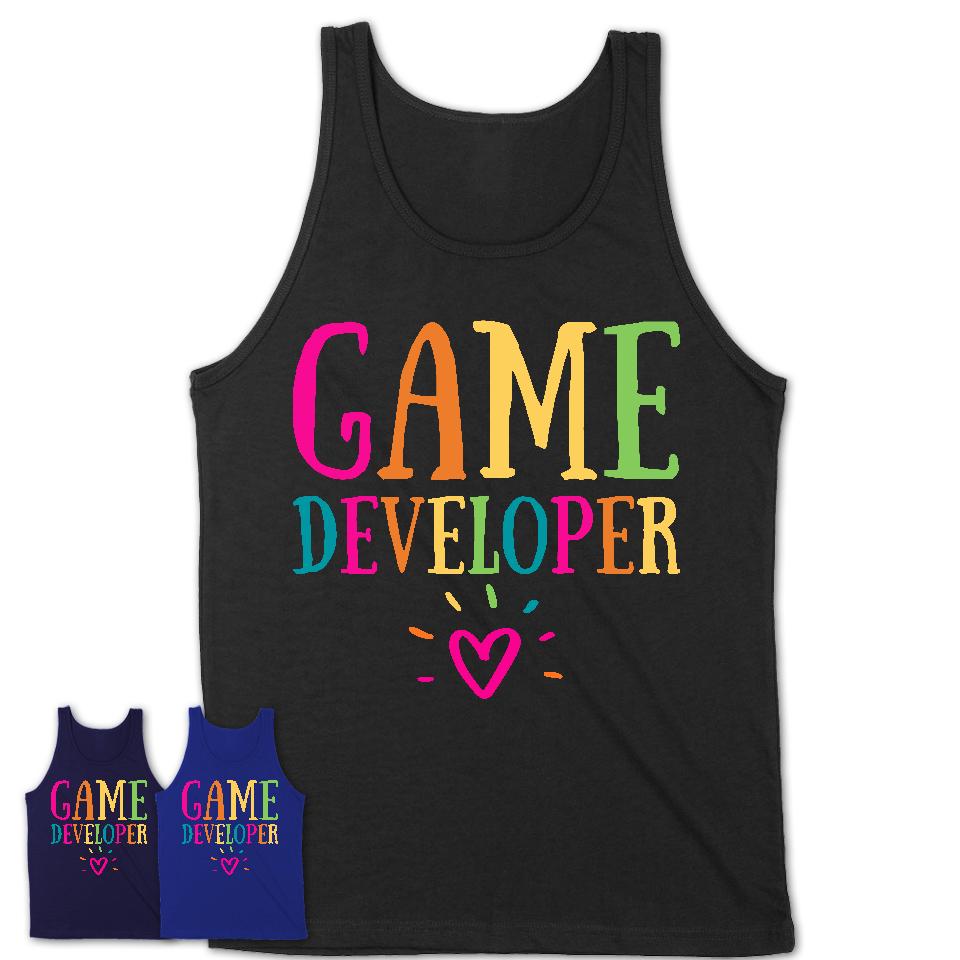 Game Developer Rainbow Lettering Heart Shirt, Employee Appreciation Gifts