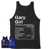 Gary Girl Indiana Nutrition Facts Proud Vintage Sport Born Living City Home Roots USA Gift Women T-Shirt