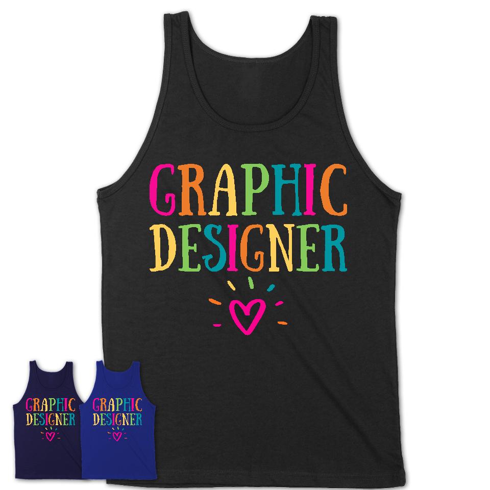 Graphic Designer Rainbow Lettering Heart Shirt, Employee Appreciation Gifts