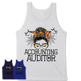 Halloween Accounting Auditor Shirt, Messy Bun Girl Shirt, Funny Coworker Gift in Halloween, Scary Costume Team Shirt