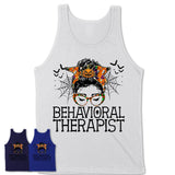 Halloween Behavioral Therapist Shirt, Messy Bun Girl Shirt, Funny Coworker Gift in Halloween, Scary Costume Team Shirt