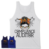 Halloween Compliance Auditor Shirt, Messy Bun Girl Shirt, Funny Coworker Gift in Halloween, Scary Costume Team Shirt