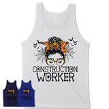 Halloween Construction Worker Shirt, Messy Bun Girl Shirt, Funny Coworker Gift in Halloween, Scary Costume Team Shirt