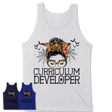 Halloween Curriculum Developer Shirt, Messy Bun Girl Shirt, Funny Coworker Gift in Halloween, Scary Costume Team Shirt
