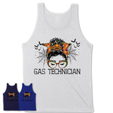 Halloween Gas Technician Shirt, Messy Bun Girl Shirt, Funny Coworker Gift in Halloween, Scary Costume Team Shirt