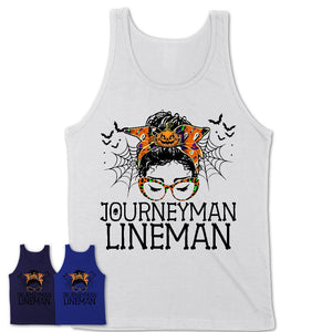 Halloween Journeyman Lineman Shirt, Messy Bun Girl Shirt, Funny Coworker Gift in Halloween, Scary Costume Team Shirt