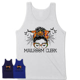 Halloween Mailroom Clerk Shirt, Messy Bun Girl Shirt, Funny Coworker Gift in Halloween, Scary Costume Team Shirt