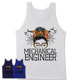 Halloween Mechanical Engineer Shirt, Messy Bun Girl Shirt, Funny Coworker Gift in Halloween, Scary Costume Team Shirt