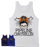 Halloween Pipeline Controller Shirt, Messy Bun Girl Shirt, Funny Coworker Gift in Halloween, Scary Costume Team Shirt