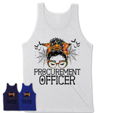 Halloween Procurement Officer Shirt, Messy Bun Girl Shirt, Funny Coworker Gift in Halloween, Scary Costume Team Shirt