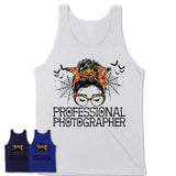 Halloween Professional Photographer Shirt, Messy Bun Girl Shirt, Funny Coworker Gift in Halloween, Scary Costume Team Shirt