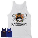 Halloween Radiology Shirt, Messy Bun Girl Shirt, Funny Coworker Gift in Halloween, Scary Costume Team Shirt