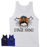 Halloween Stage Hand Shirt, Messy Bun Girl Shirt, Funny Coworker Gift in Halloween, Scary Costume Team Shirt