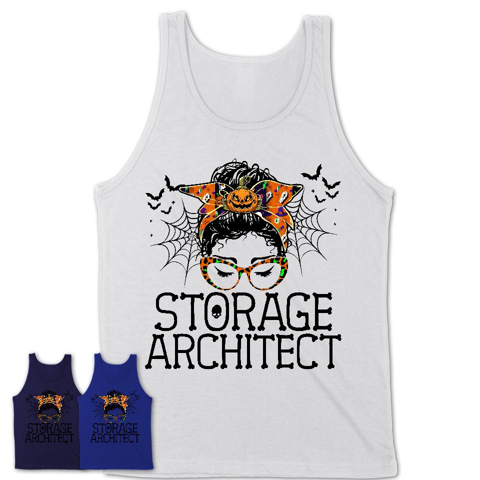 Halloween Storage Architect Shirt, Messy Bun Girl Shirt, Funny Coworker Gift in Halloween, Scary Costume Team Shirt