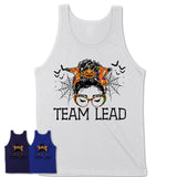 Halloween Team Lead Shirt, Messy Bun Girl Shirt, Funny Coworker Gift in Halloween, Scary Costume Team Shirt