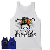 Halloween Technical Illustrator Shirt, Messy Bun Girl Shirt, Funny Coworker Gift in Halloween, Scary Costume Team Shirt