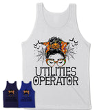 Halloween Utilities Operator Shirt, Messy Bun Girl Shirt, Funny Coworker Gift in Halloween, Scary Costume Team Shirt