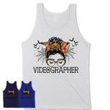 Halloween Videographer Shirt, Messy Bun Girl Shirt, Funny Coworker Gift in Halloween, Scary Costume Team Shirt